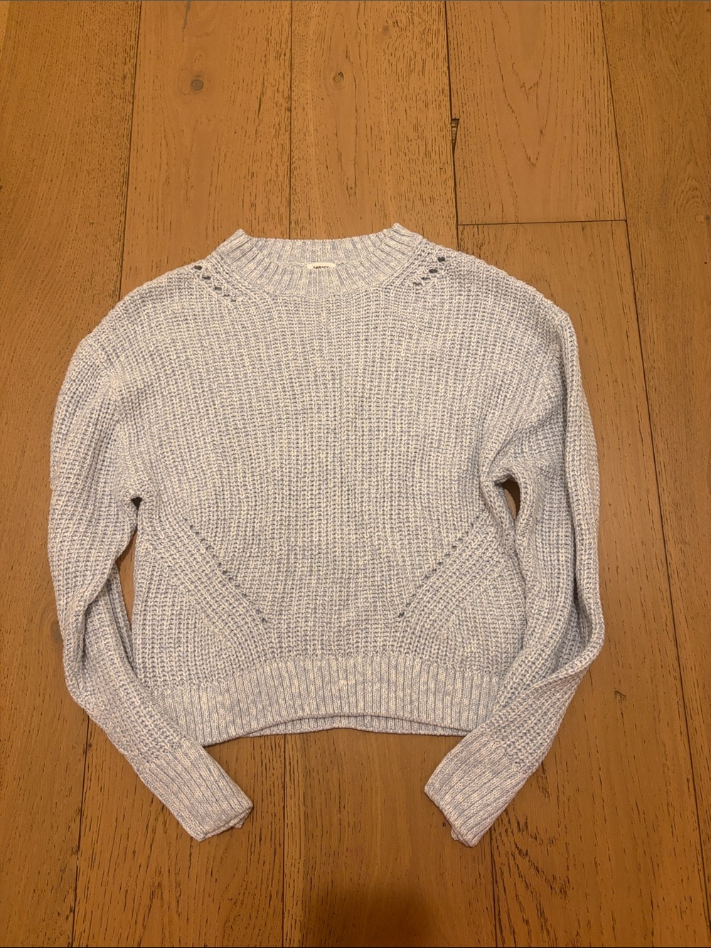 Garage Pale Blue Cropped Knit Crewneck Sweater